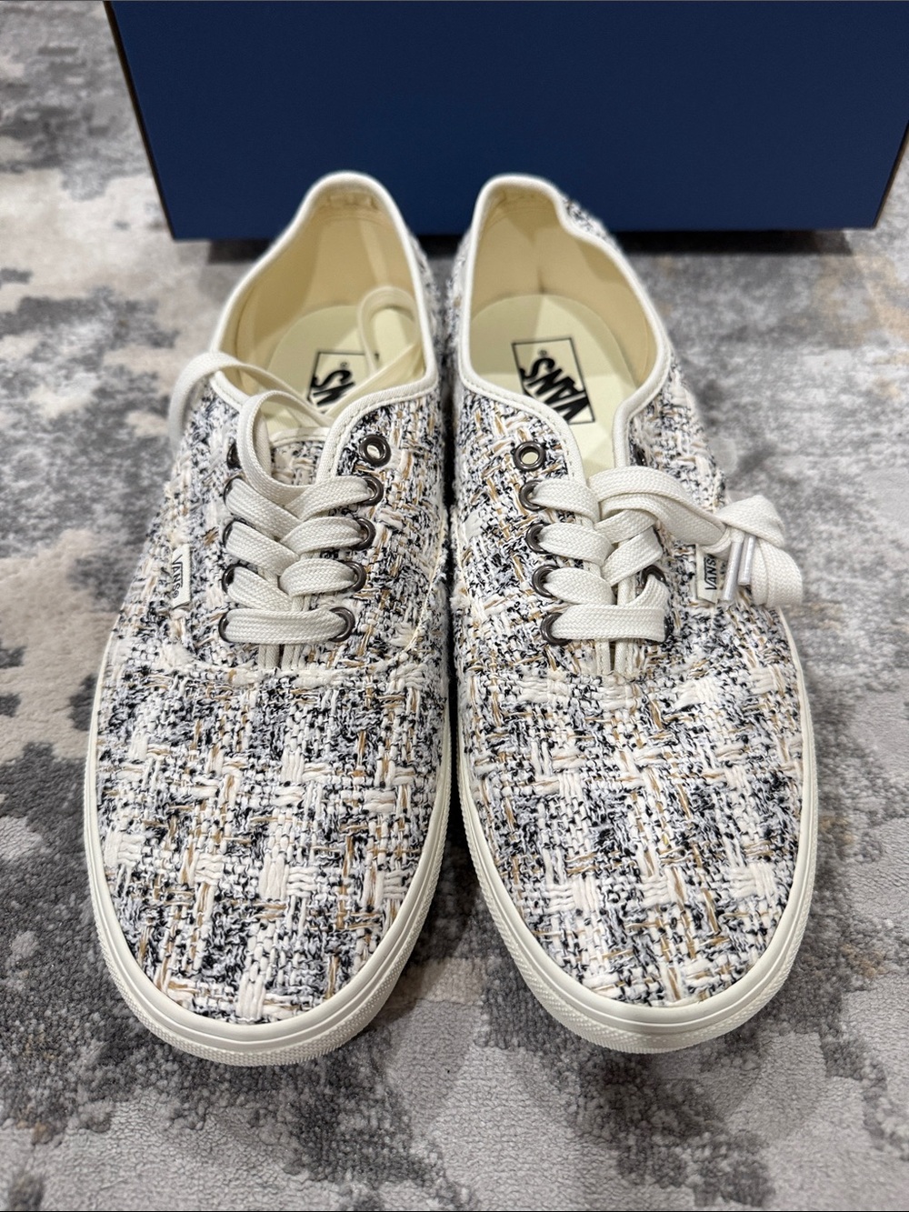 Vans Tweed Low-Top Sneakers in Cream, Black & Tan